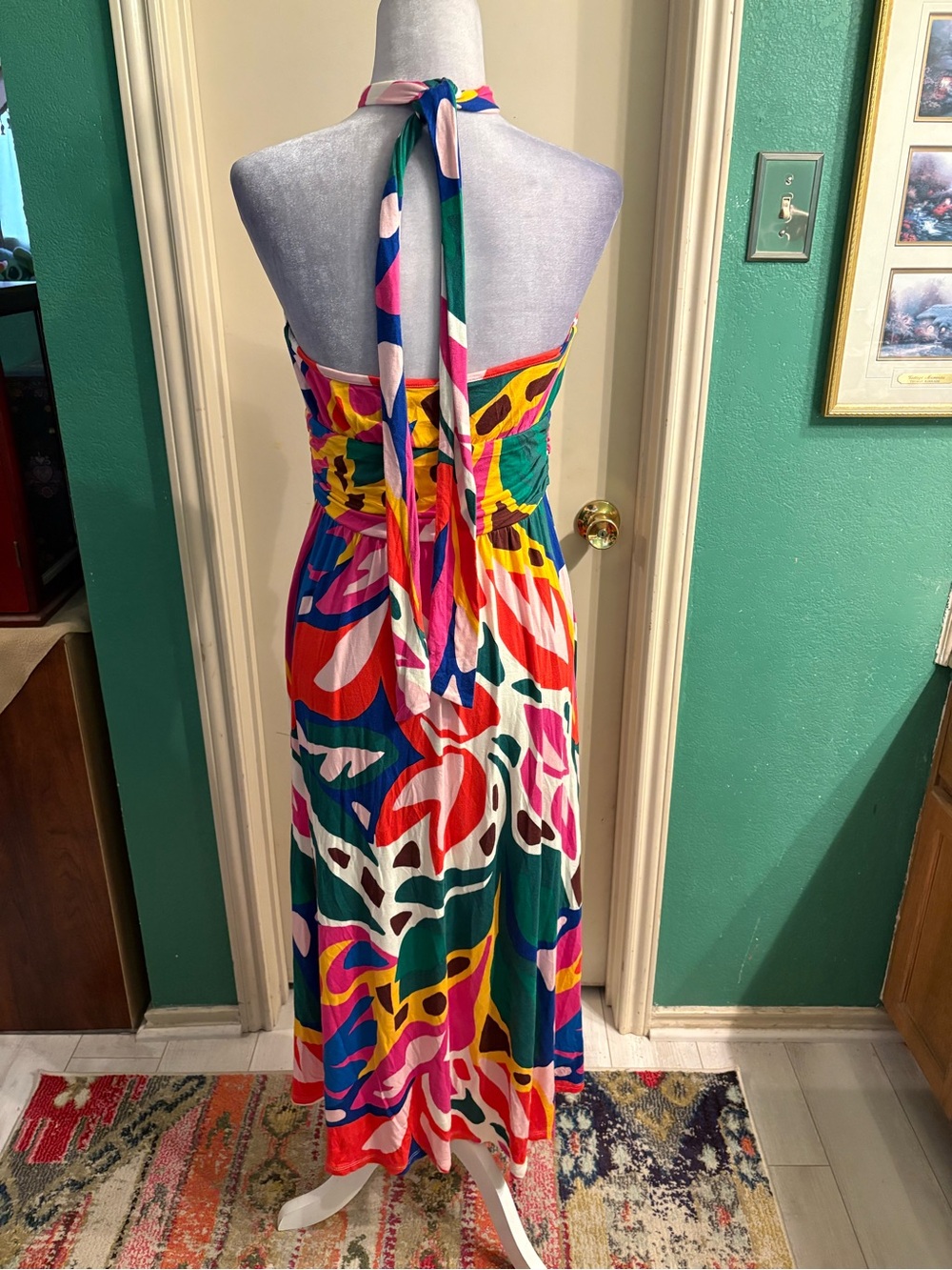 Boden Sydney Green & Multicolor Twist Halter Maxi Dress - Picture 7 of 16